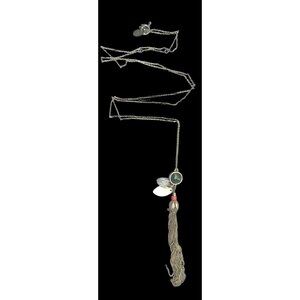 Ann Taylor Loft Floral Green And Gold Tone Tassel Necklace